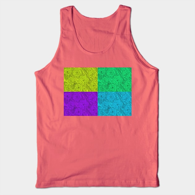 Pop Art Color Block Roses Tank Top by DanielleGensler